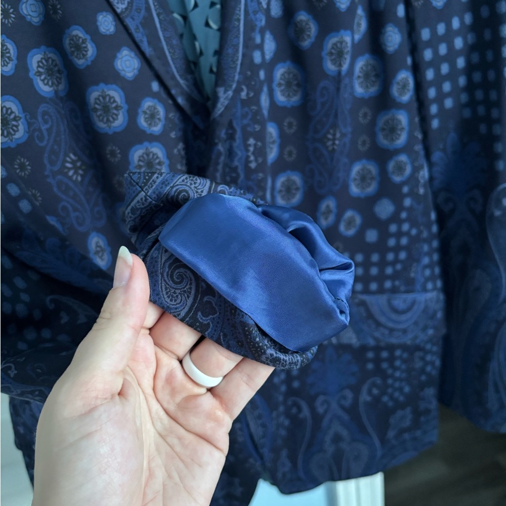 Men's Etro Printed Sport Coat Blazer in Blue 52 - Picture 4 of 14